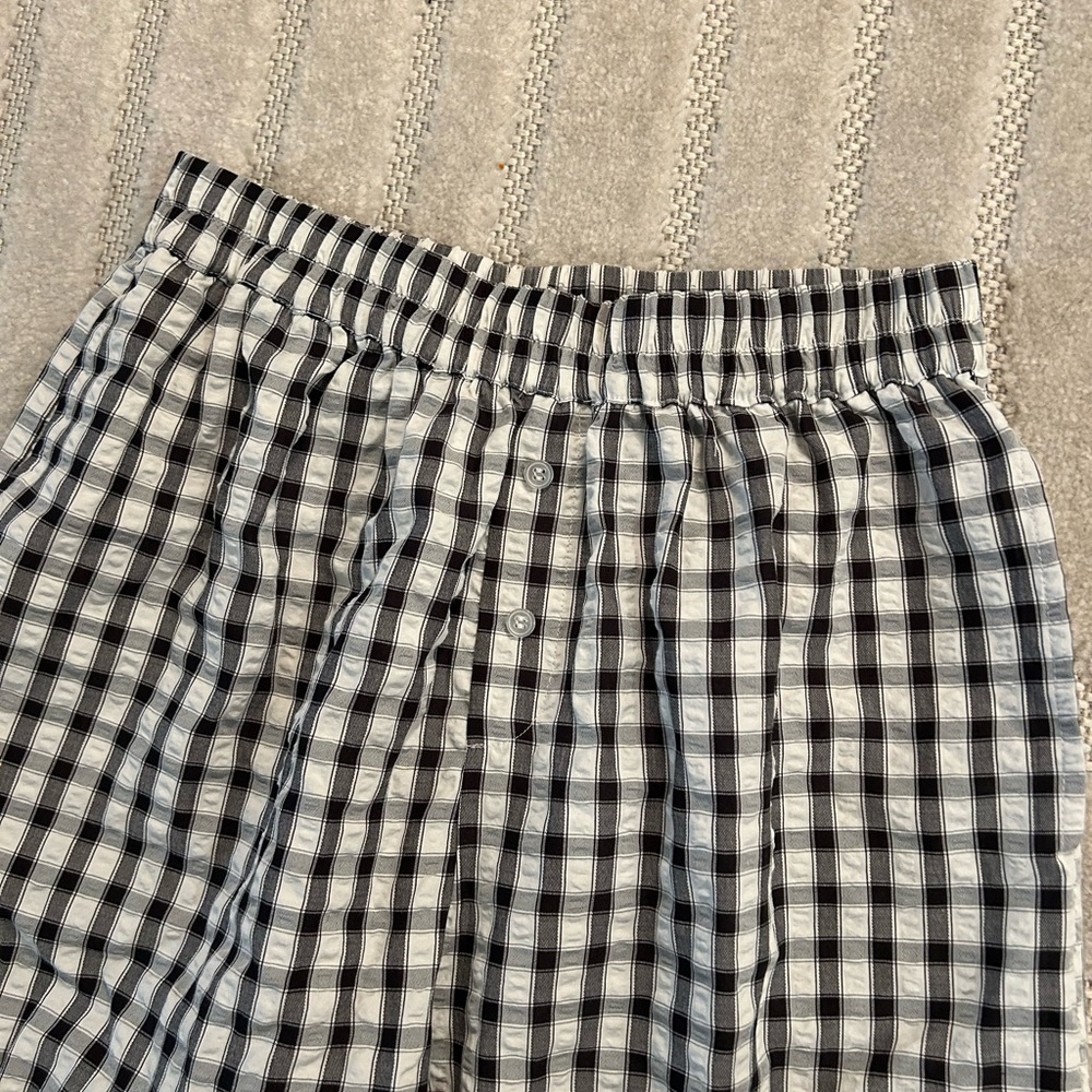 Sincerely Jules Gingham Black and White Wide Leg Pull-on Pants - M - Picture 4 of 10